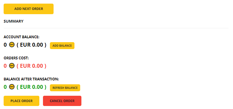 Orders list