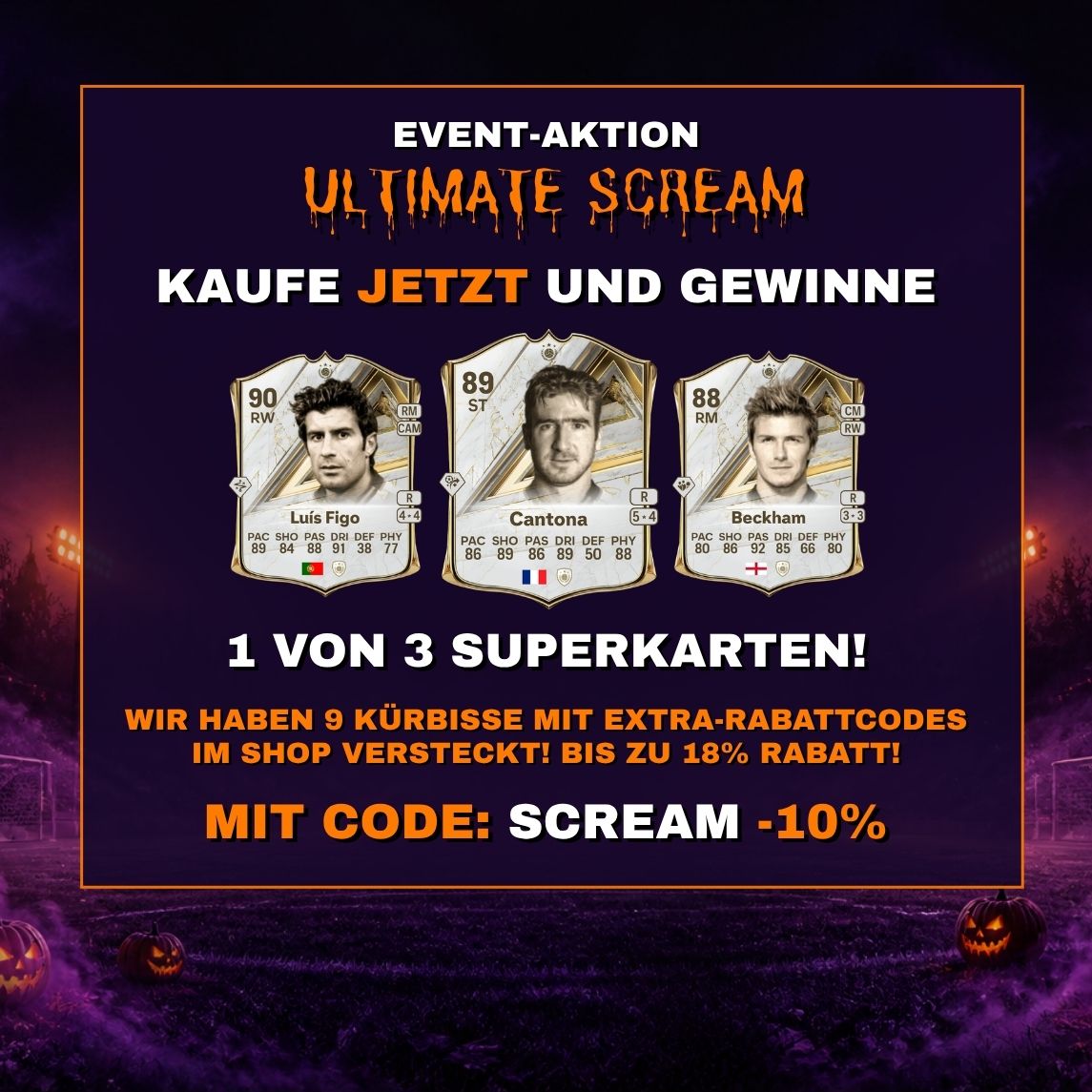 ULTIMATE SCREAM Aktion: FC 27 Coins -10%, Kürbis-Codes & Karten zu gewinnen