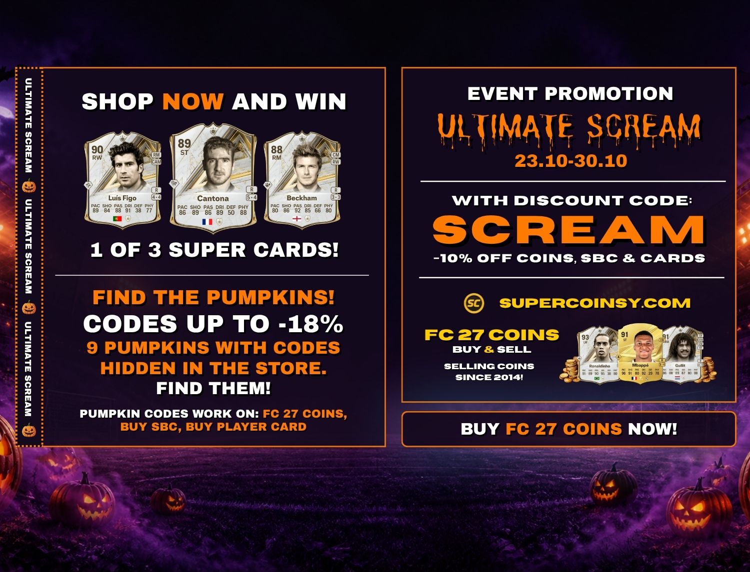 ULTIMATE SCREAM Promo: FC 27 Coins -10%, Pumpkin Codes & Cards to Win
